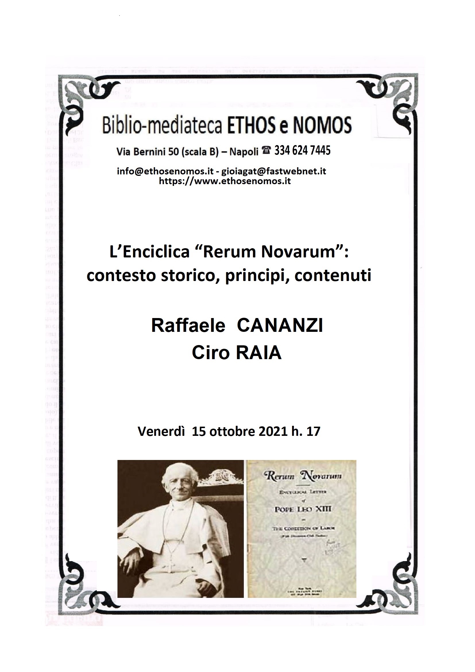 RAFFAELE CANANZI - CIRO RAIA: L'enciclica "Rerum novarum", contesto storico, principi, contenuti