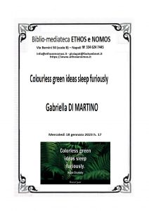 Gabriella  DI MARTINO – “Colourless green ideas sleep furiously”