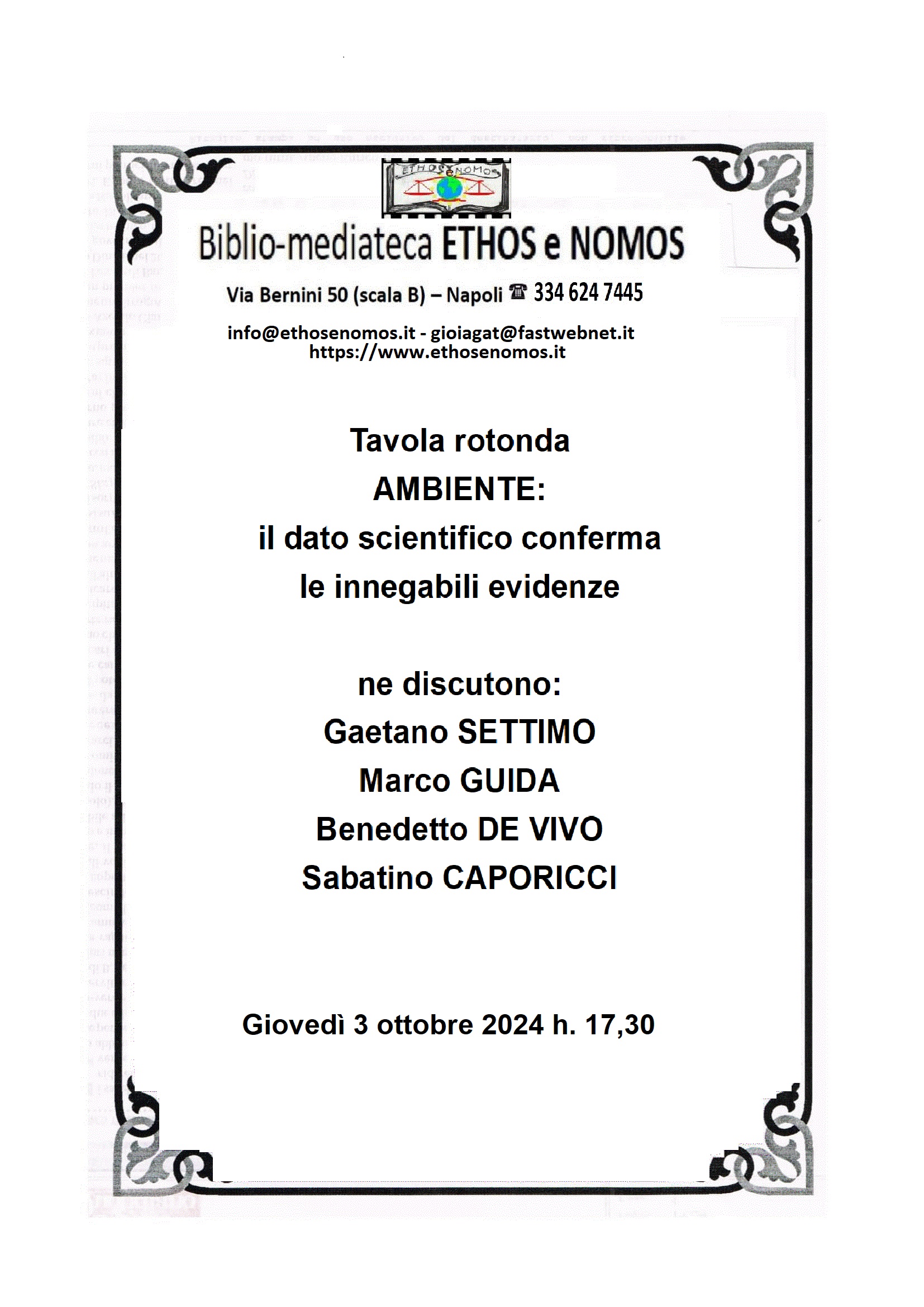 Ambiente, il dato scientifico conferma le innegabili evidenze - Tavola rotonda con Gaetano Settimo, Marco Guida, Benedetto De Vivo e Sabatino Caporicci