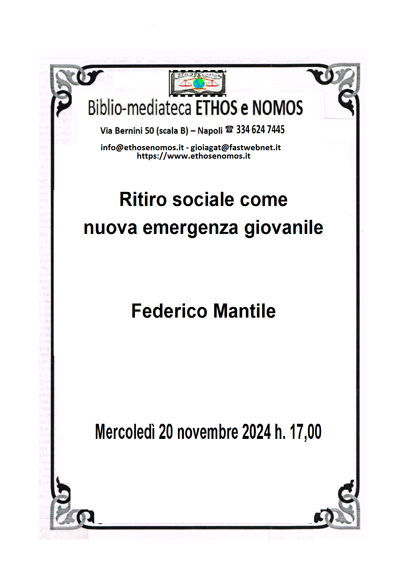 Federico Mantile - Ritiro sociale come nuova emergenza giovanile