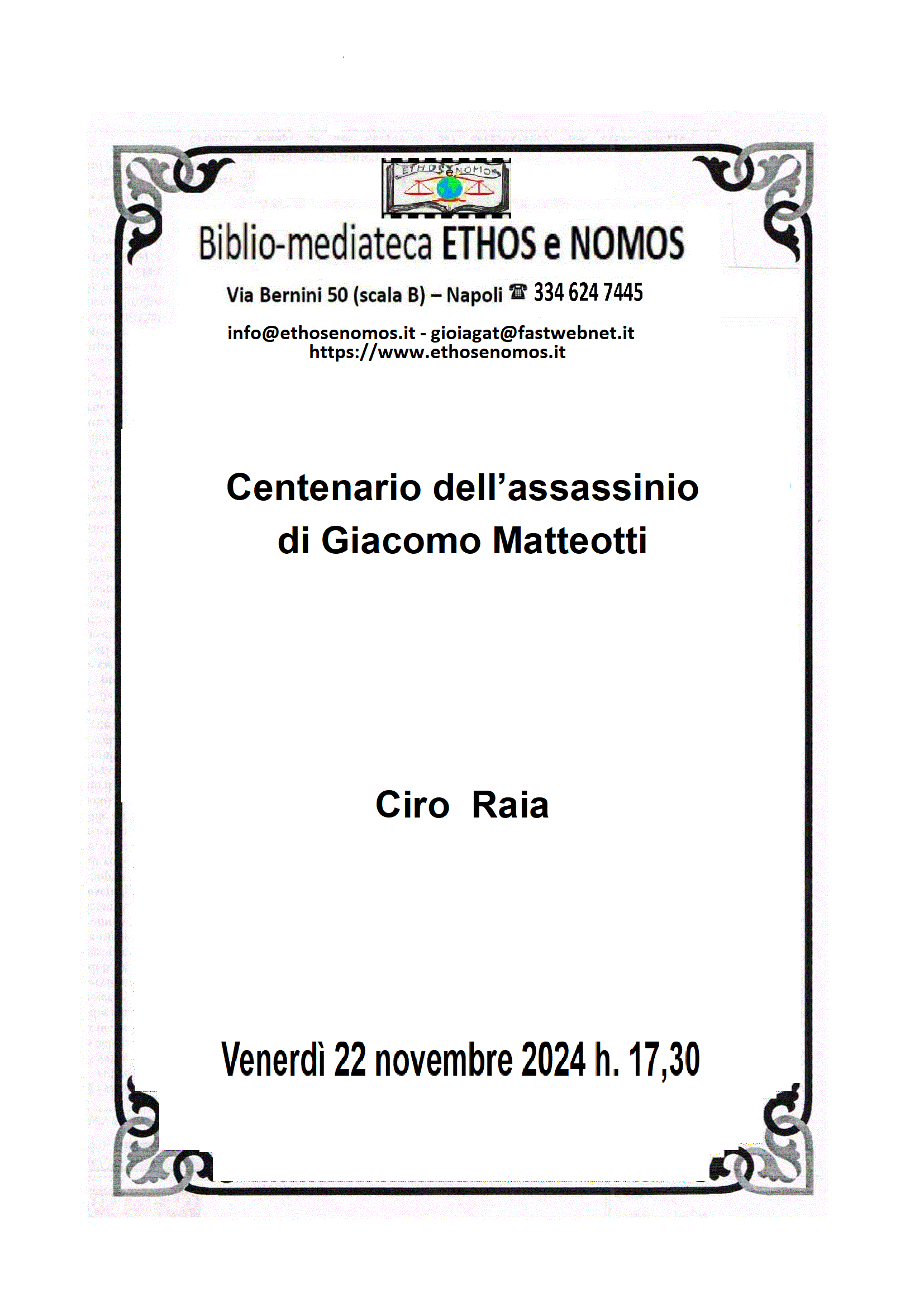 Ciro Raia - Centenario dell'assassinio di Giacomo Matteotti