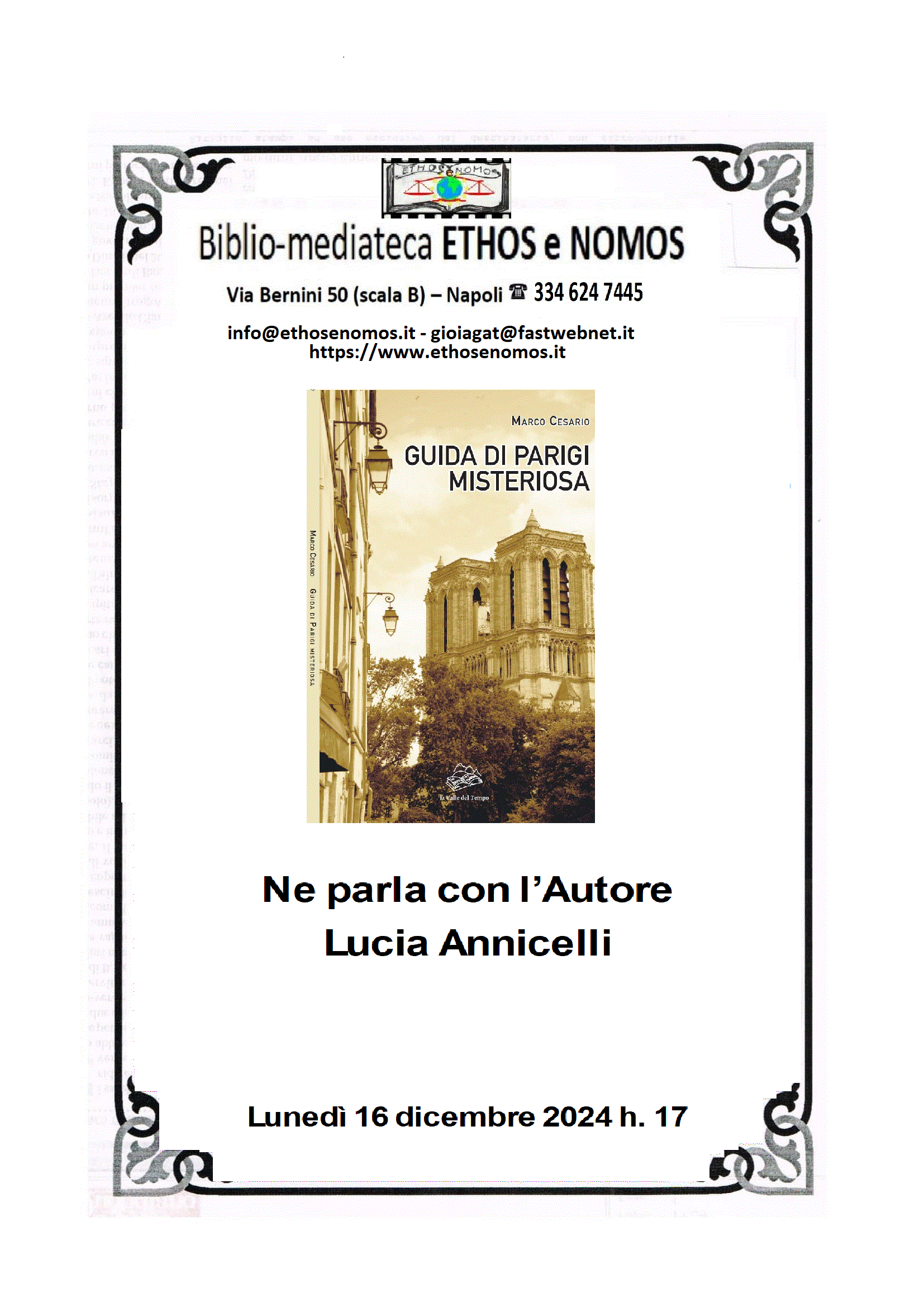 Marco Cesario, Guida di Parigi misteriosa, presenta Lucia Annicelli